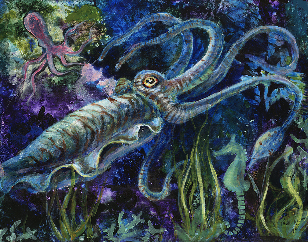 cuttlefish, cephalopod, tentacles, ocean, seascape